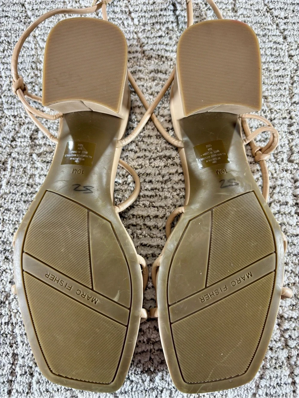 NEW Marc Fisher Women’s Size 10M Light Natural Tone Gurion Block Heel Sandal